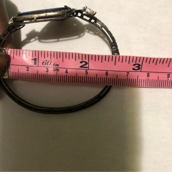 Black Boulder OPAL and Genuine Diamonds Hinged Bracelet - Picture 13 of 13